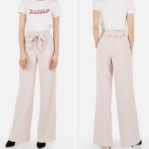 Blush colored high-waisted wide leg paperbag pants NEW WITH TAGS